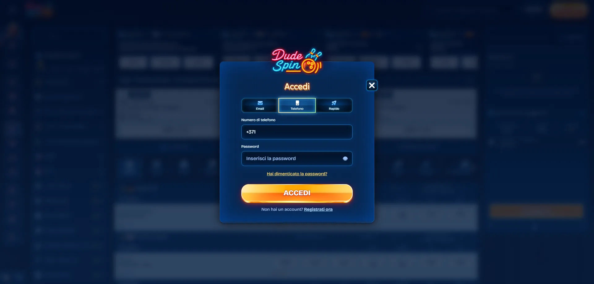 Pagina di login Dudespin Casino – accedi al tuo account in sicurezza
